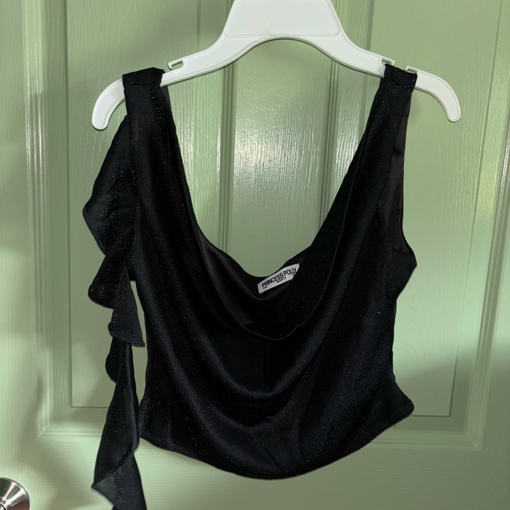 Princess Polly Black Drape Tank Top
